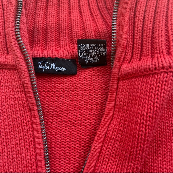 Taylor Marcs Women’s Coral 1/4 Zip Pullover 100% Cotton Sweater - Size S - EUC - Picture 5 of 7